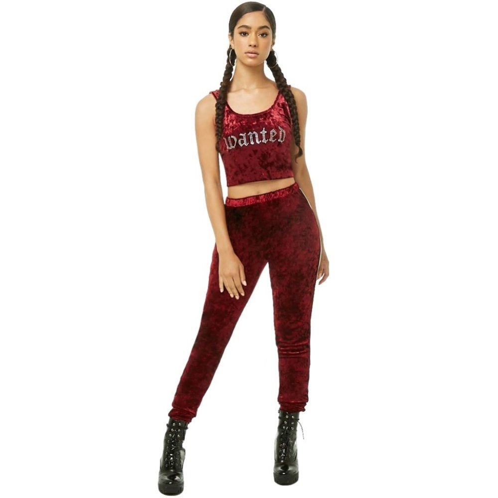 Forever 21 Rhinestone Wanted Crushed Velvet Tank Top - Picture 6 of 11